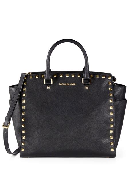 michael kors neoprene black tote|michael kors black studded handbag.